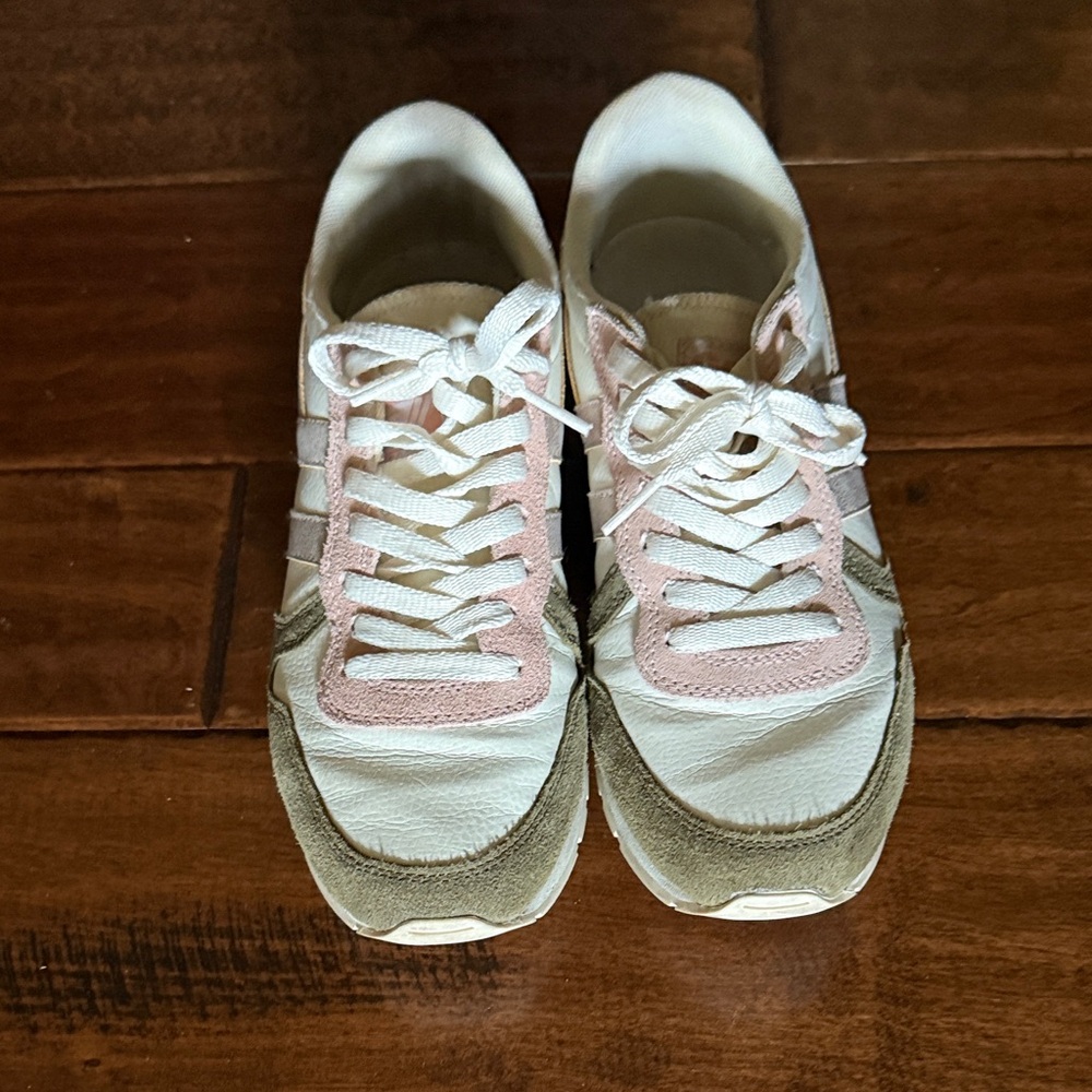 Gola Women's White Sneakers with Pink and Tan Suede Accents